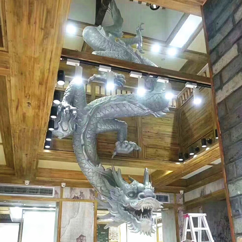 瀛乐 玻璃钢中国龙雕塑浮雕厂家商场店铺门头美陈水景景观摆件 小号