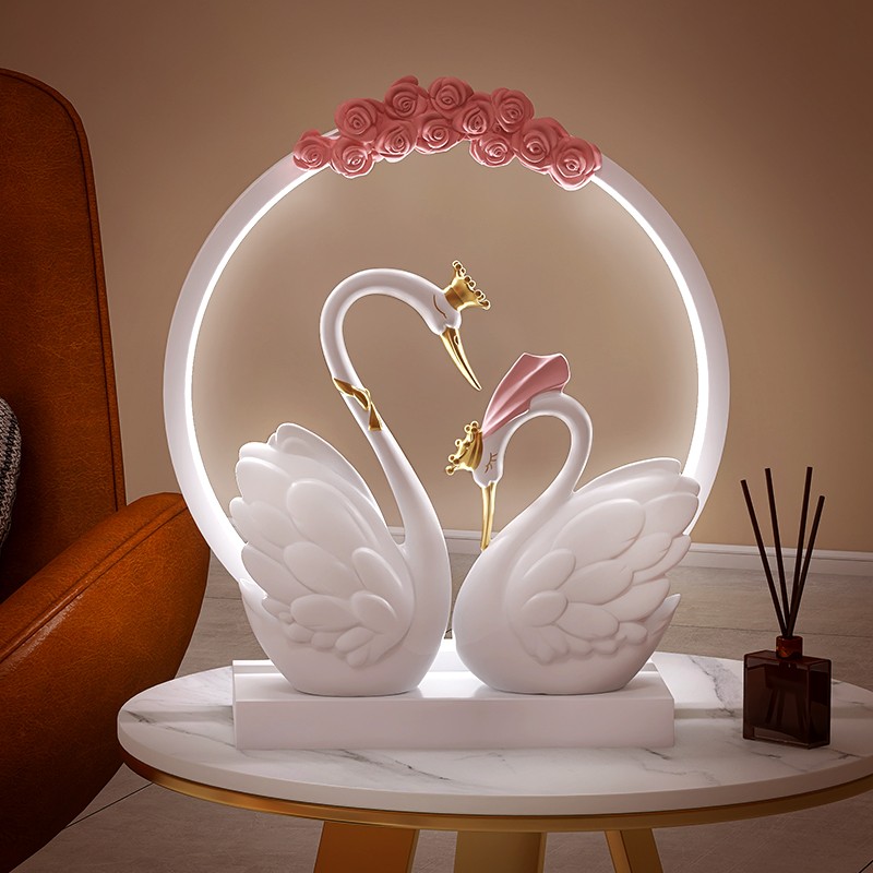 台灯摆件送新人卧室客厅实用家居装饰品 皇冠天鹅剪影灯【礼盒 贺卡】