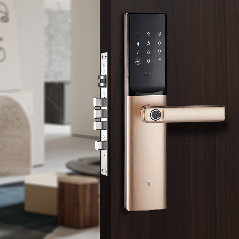 名门 指纹锁家用防盗门全自动密码锁智能锁酒店宾馆刷卡电子锁w1 金色