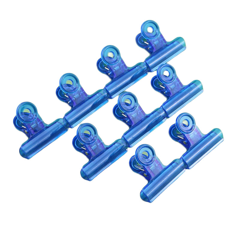 创易彩色透明票夹 31mm38MM/50mm63MM塑料票据夹 透明彩色圆形夹子 文件夹票夹一盒 38mm蓝色-20个