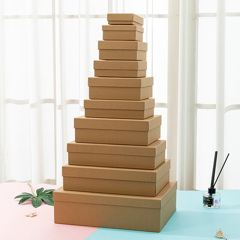 ping)黑色伴手礼品盒牛皮纸空盒大号礼物盒天地盖口红包装纸盒子 牛皮