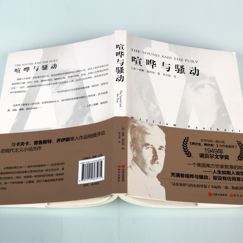 喧哗与骚动 福克纳 喧哗与躁动 李文俊新译本 多角度叙述结构意识流神话模式艺术特色书籍 社会学小说