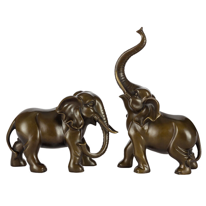 普澜家居 铜大象摆件铜象一对铜象工艺品客厅办公室装饰乔迁礼品摆件
