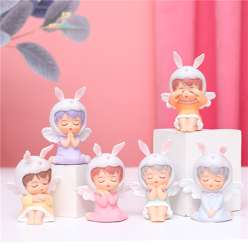 安妮宝贝小天使搪胶摆件盲盒公仔少女心树脂车摆顶真 1135-13盲盒搪胶