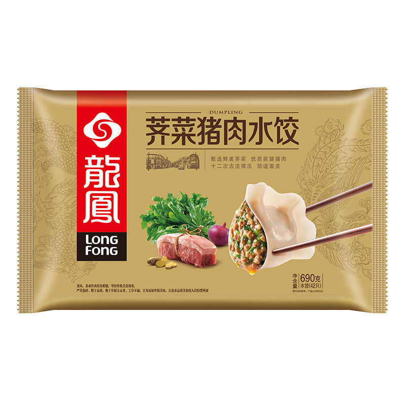 龙凤水饺 荠菜猪肉馅大馅饺子速冻冷冻方便速食早晚餐 荠菜猪肉水饺*2
