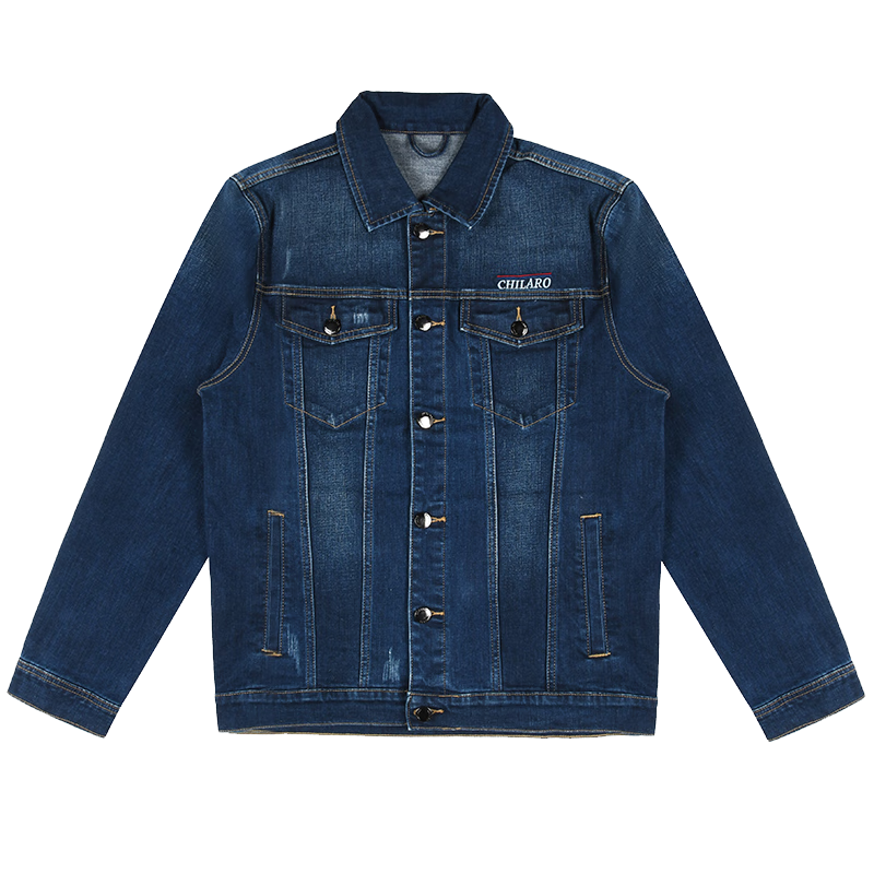GHILARO/古勞吉那諾秋冬男士翻領(lǐng)刺繡混紡百搭牛仔服夾克3005-50 藍(lán)色 175/50/L