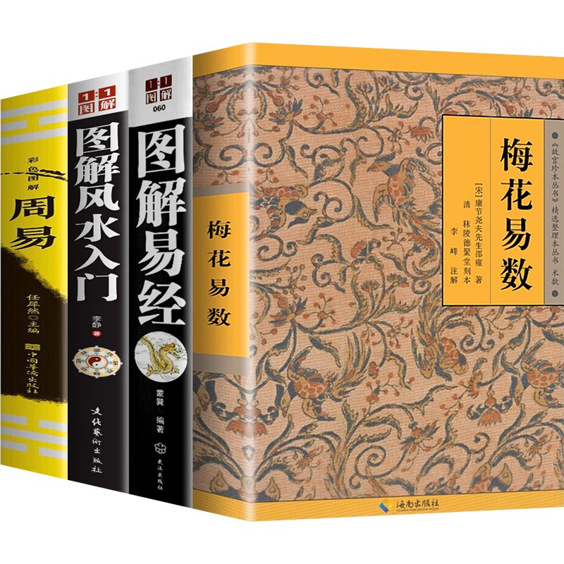 【官方正版全4册】梅花易数+图解易经+图解风水入门+图解周易白话讲义精解风水书籍邵子神数术数中国哲学 梅花易数正版4册