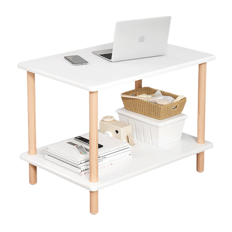 茶几简易茶几桌简约现代边几边桌客厅小户型双层沙发收纳夹缝置物角几条桌阳台茶桌茶台卧室床边小桌子经济型 橡胶木色-40*40CM