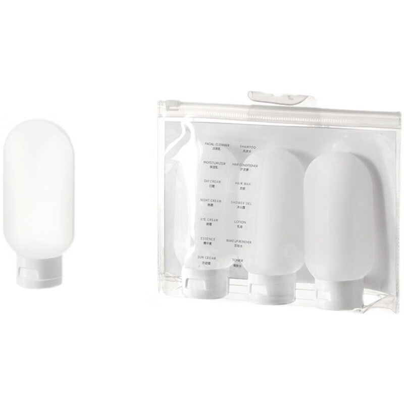 米德恩旅行分装瓶袋套装化妆洗发沐浴露硅胶空瓶子洗面护肤品护手 升级款100ml白色三件套