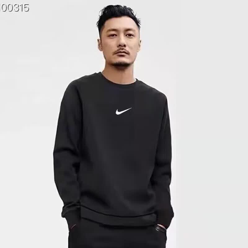 （好货推荐）2023新秋冬季男女同款休闲圆领宽松情侣装 中间小勾NK黑色 2XL怎么看?