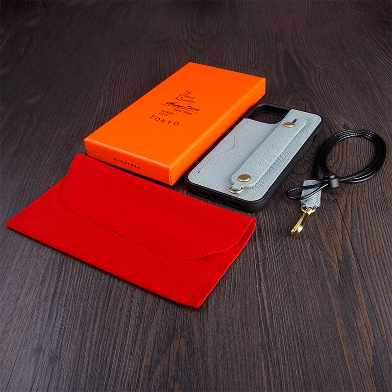 花虎（HANATORA）苹果13Promax手机壳带支架带挂绳腕带插卡真皮新款iPhone13女款男款卡包全包防摔日式风格高级感 红色 iPhone13promax