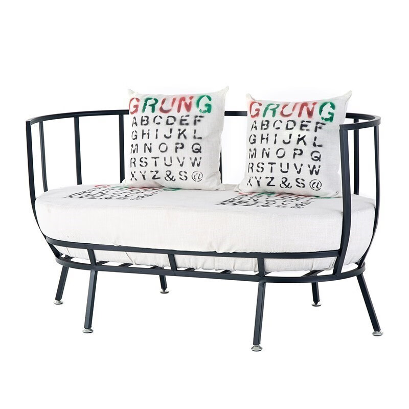 欧美工业风铁艺沙发卡座咖啡厅奶茶店酒吧家 双人位:130*75高*45坐高