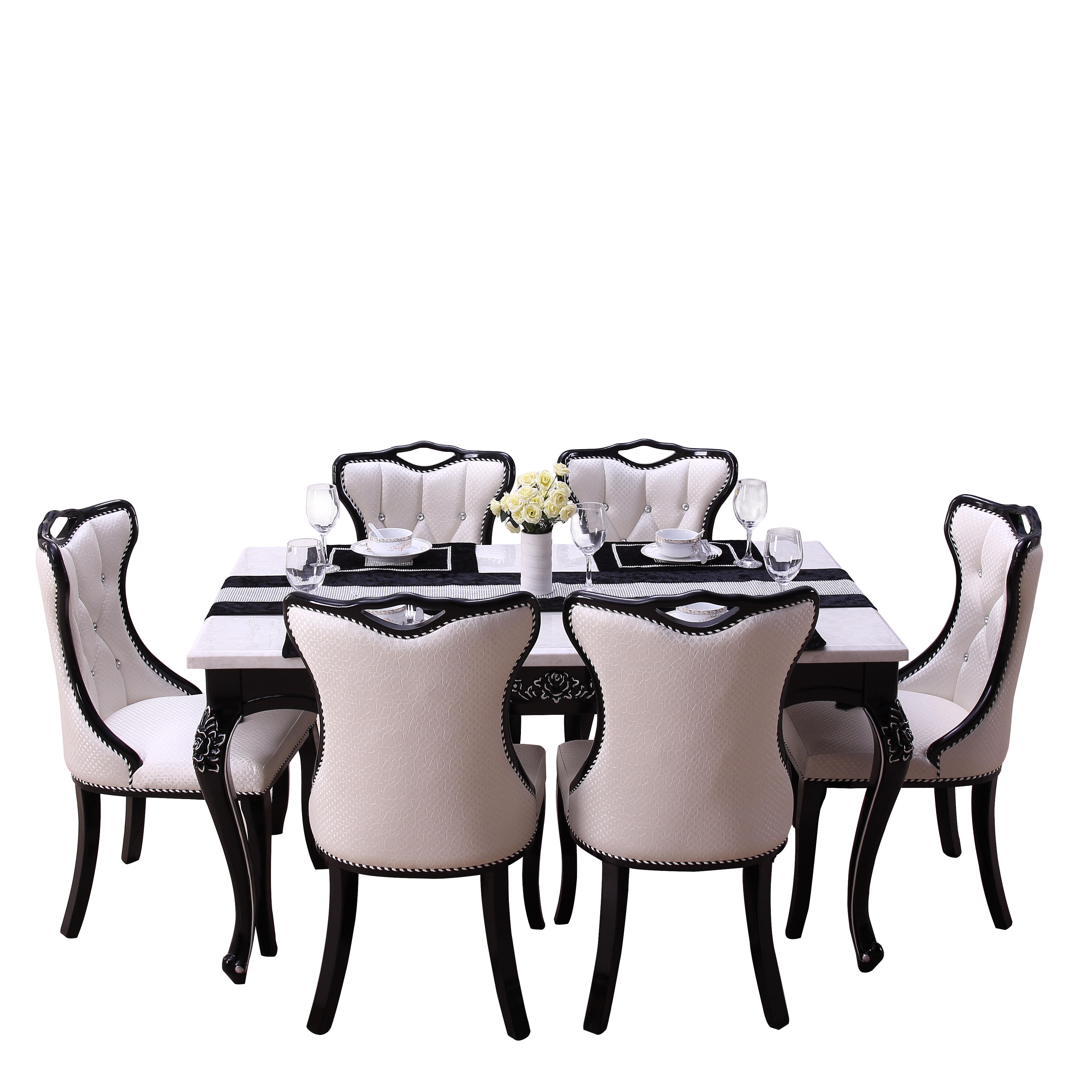 捷时越欧式实木轻奢大理石餐桌家用小户型餐桌椅组合现代简约长方形餐