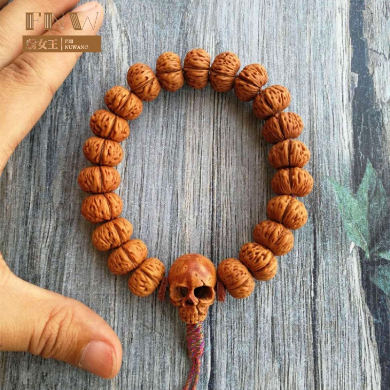 拾想 蟠桃核手串野生16*11mm蟠桃核手串正黑桃精挑正圆矮桩一物一图