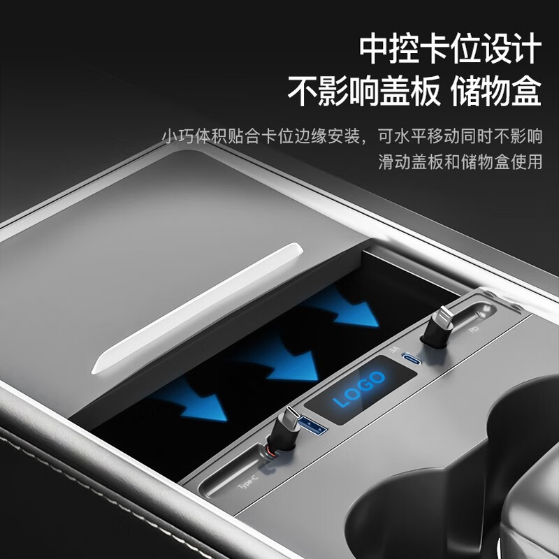 蓝速电适用于特斯拉拓展坞model3/Y中控HUB扩展器USB充电转接头快充改装 Model3/Y中控拓展坞双Type-c