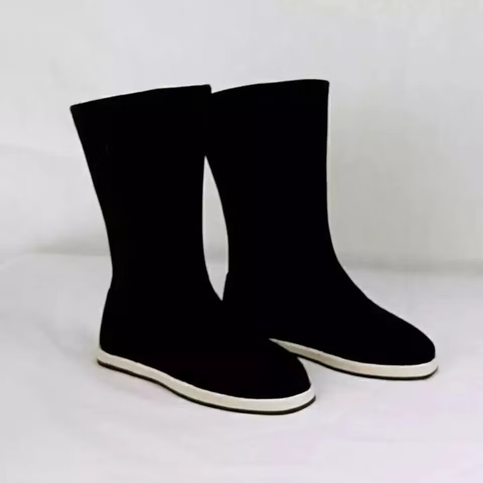 雅格罗伊明朝锦衣卫飞鱼服皂靴古装汉服靴子男古代鞋子演出布靴戏曲