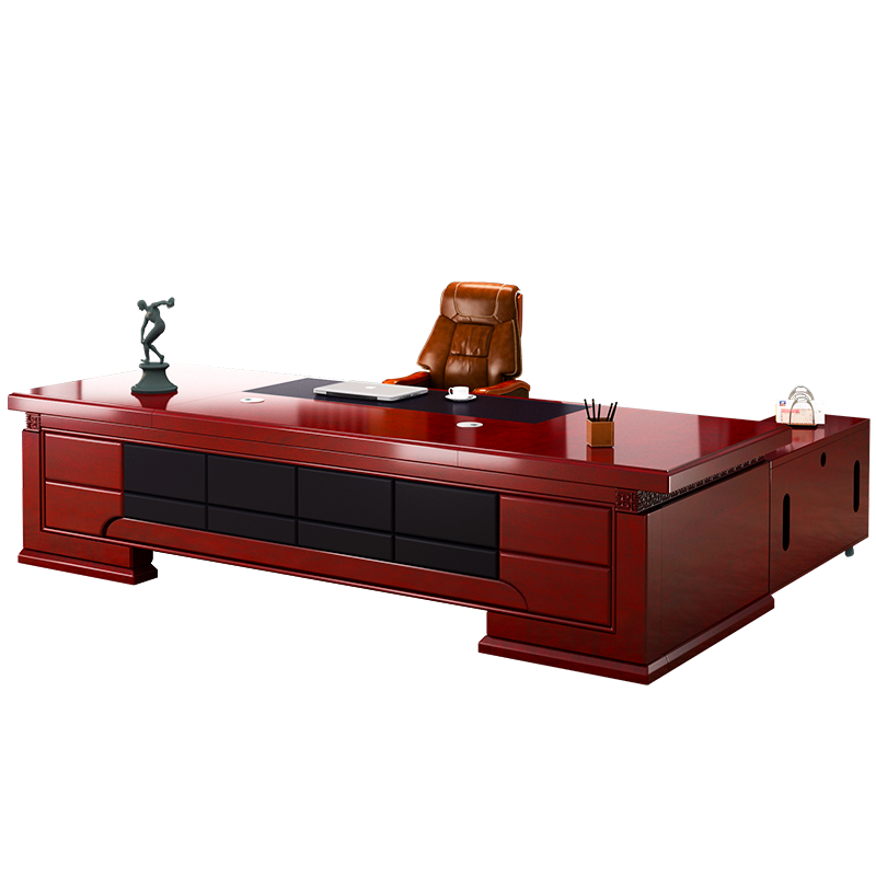 圣黎办公家具油漆老板办公桌经理主管桌简约现代总裁大班台 2.2米老板桌+侧柜活动柜