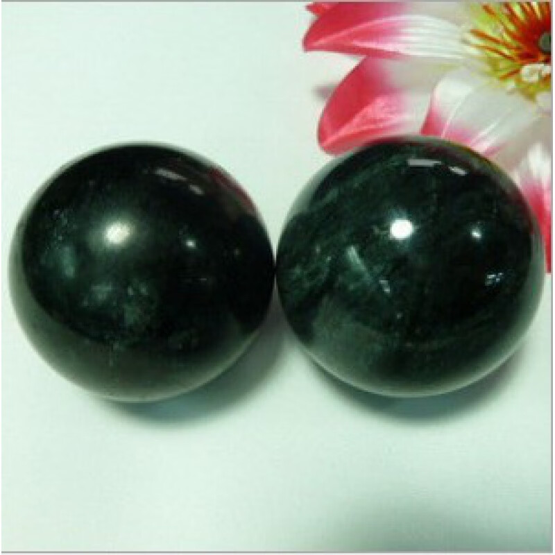 子女居药王石 藏玉玉健身球手球天然活磁墨玉药王石功能玉黑手球墨玉