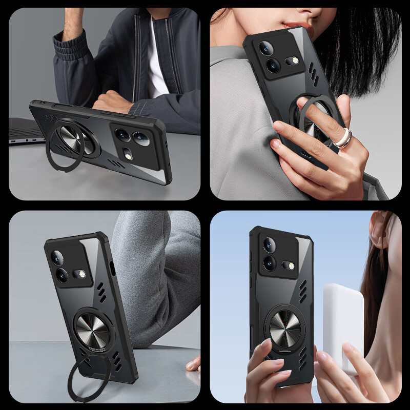 睿思派适用IQOONeo8手机壳新款iqoo neo8pro超薄透明360旋转磁吸支架保护套por防摔散热iq00镜头全包高级 【透砂白 360°磁吸旋转支架】散热壳+散热器 iQOO Neo8 Pr