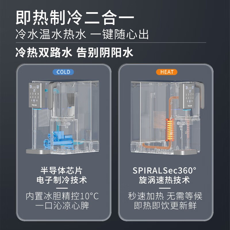 沁园（TRULIVA）免安装RO反渗透过滤台式净饮机速冷家用即热直饮机制冷净水器台上饮水机加热一体机净水机CR-Z7170
