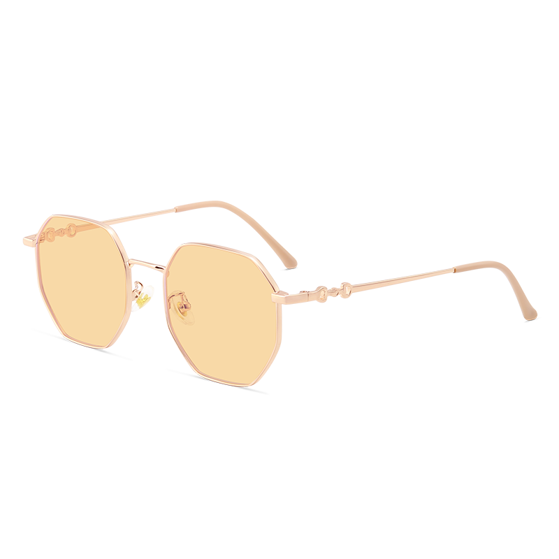 青年時代多邊形茶色近視墨鏡女款潮顯臉小可配度數(shù)太陽眼鏡女高級感眼鏡潮 玫瑰金框+無度數(shù)茶色鏡片