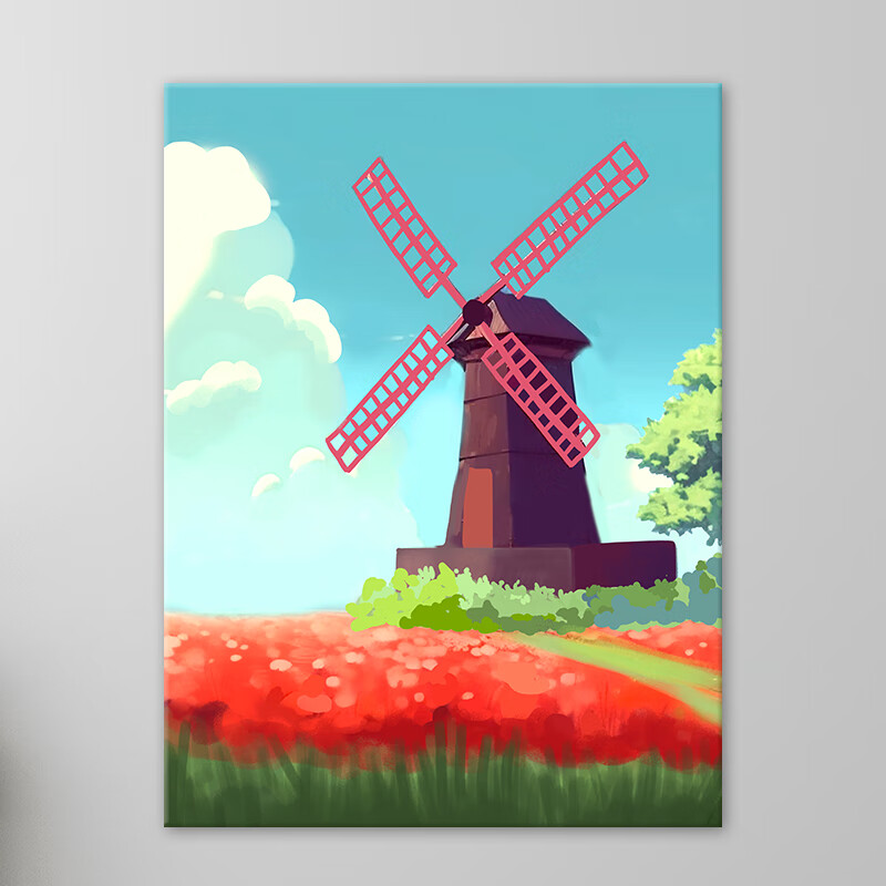 琴棋书画(qinqishuhua)风景数字油画diy儿童卡通动漫简单手绘填色填充