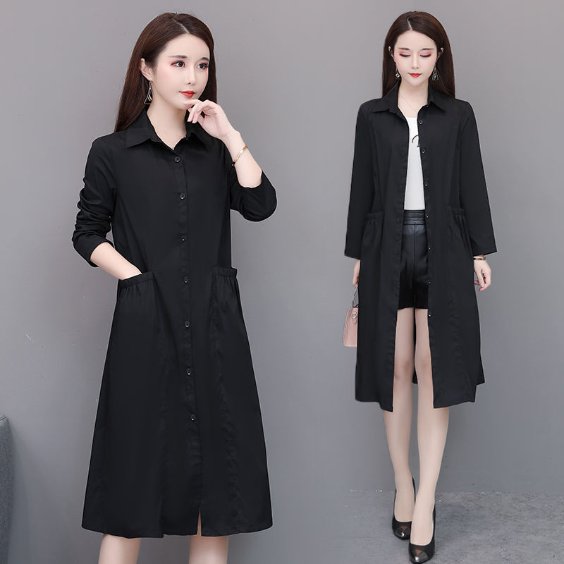 【女装新款】薄款风衣女中长款2021春装新款韩版修身大码妈中年妈装