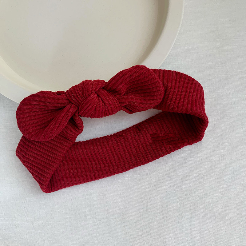 brangdy 宝宝过年头饰女童红色蝴蝶结弹力发带儿童新年发饰 酒红色