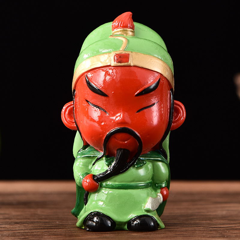 三国人物小公仔陶瓷摆玩具车载摆件文创纪念品 中国特色礼品送老 关公