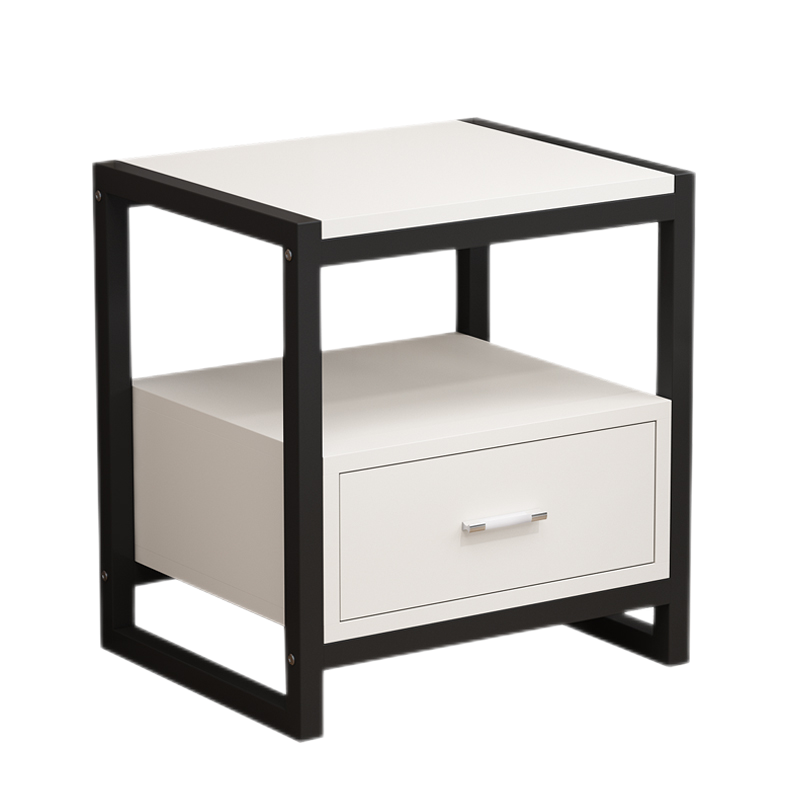 莳韵 床头柜简约现代角柜 北欧ins风轻奢金色边几卧室收纳储物柜 白色