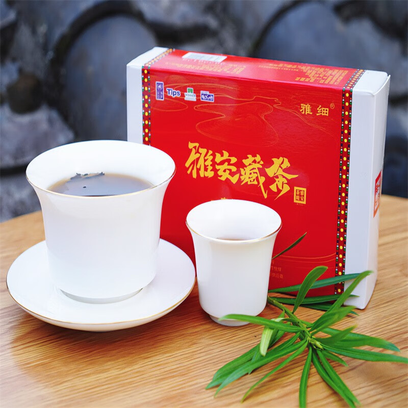 雅细 古道印象茶叶雅安藏茶手筑黑茶 南路边茶金尖砖茶650g 红色 650g