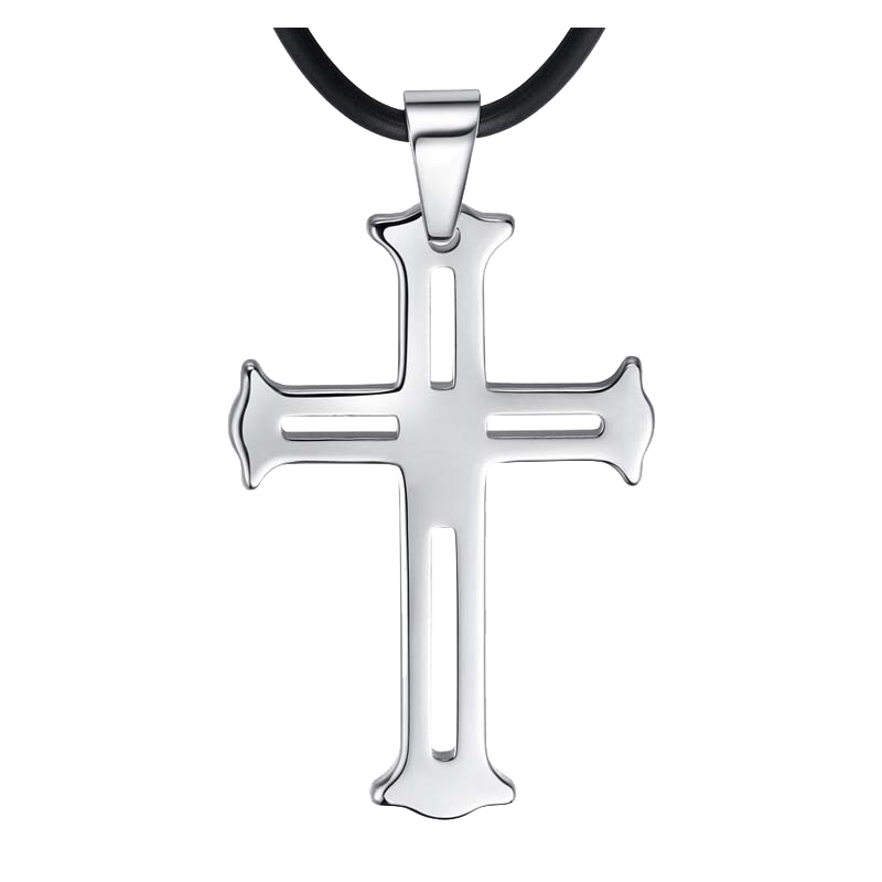 Peifeite 十字架項(xiàng)鏈潮流男士吊墜配飾生日禮物刻字掛墜歐美潮流鎢金飾品 銀色-實(shí)心-大款