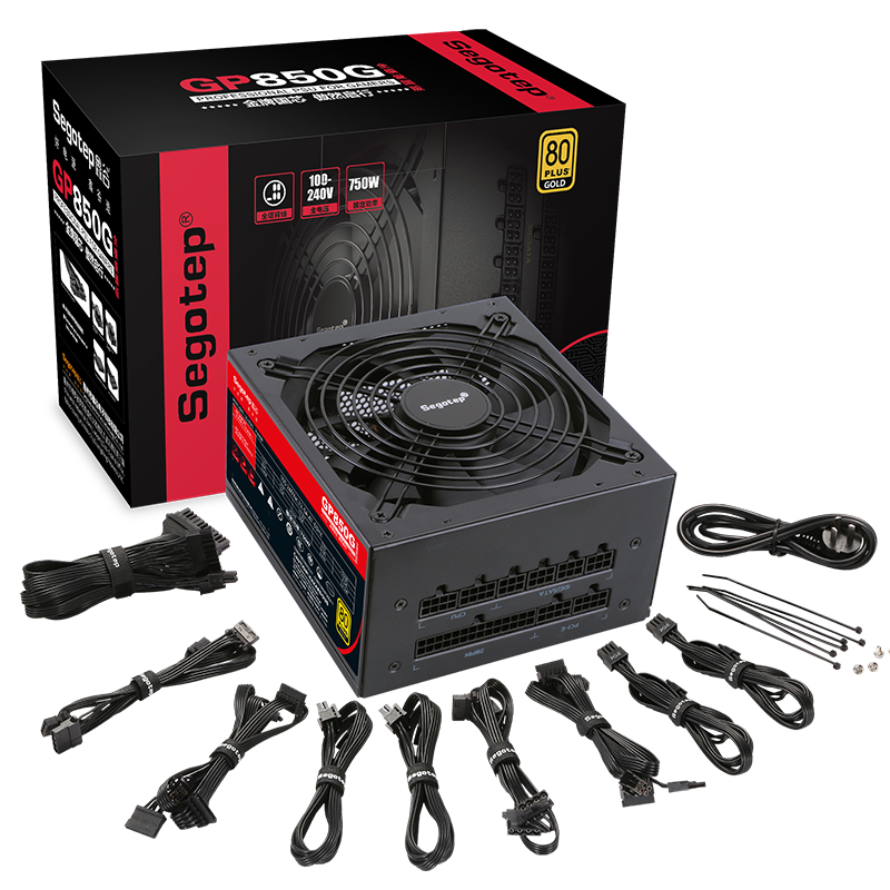 鑫谷（Segotep）额定750W GP850G全模爱国版电源（金牌认证全模组/双CPU供电/宽幅/背线/台式电脑机箱电源）