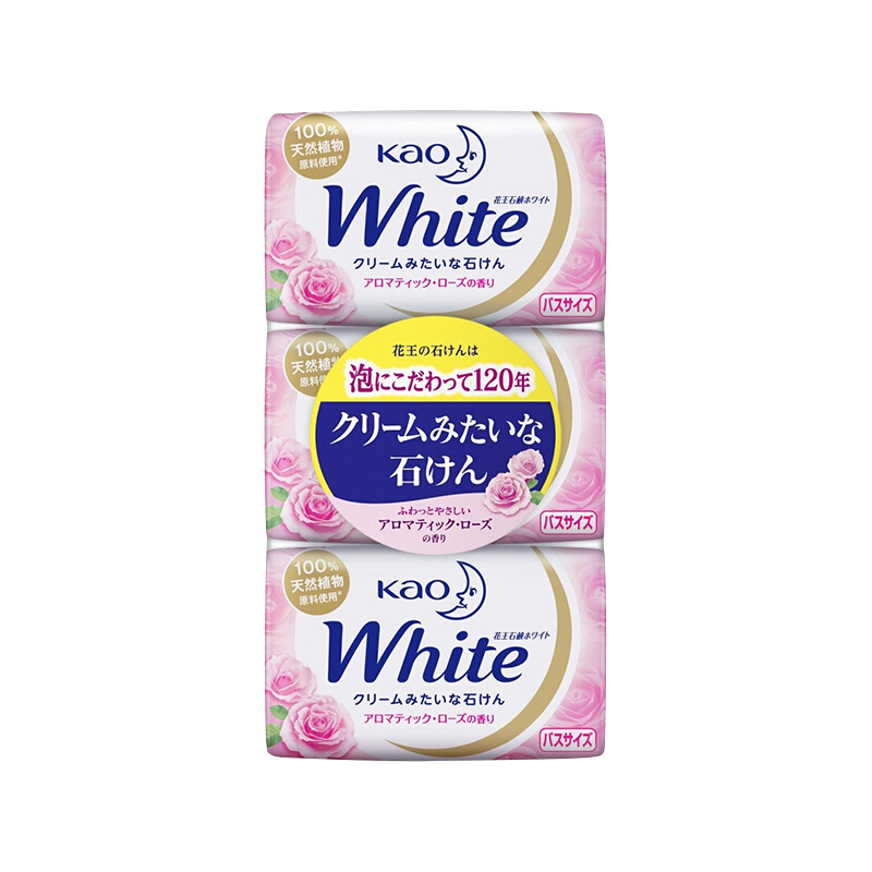 花王（KAO）香皂 肥皂洗澡洗脸洁面皂沐浴皂日本进口 玫瑰花香130g*3块32.61元（合10.87元/件）