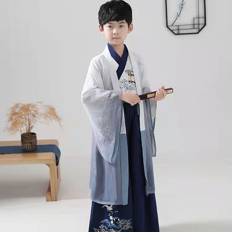 南糖三色儿童汉服男童夏小学生飘逸古风男孩中国风古装超仙夏天唐装