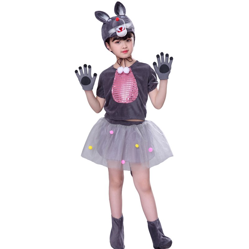 儿童大灰狼动物演出服 话剧表演狼来了大灰狼小猪山羊狐狸舞蹈纱裙 大