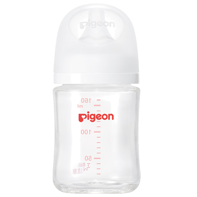 贝亲奶瓶 奶瓶新生儿 婴儿奶瓶 宽口径玻璃奶瓶 自然实感 含衔线设计 160ml 0-3个月 自带SS奶嘴