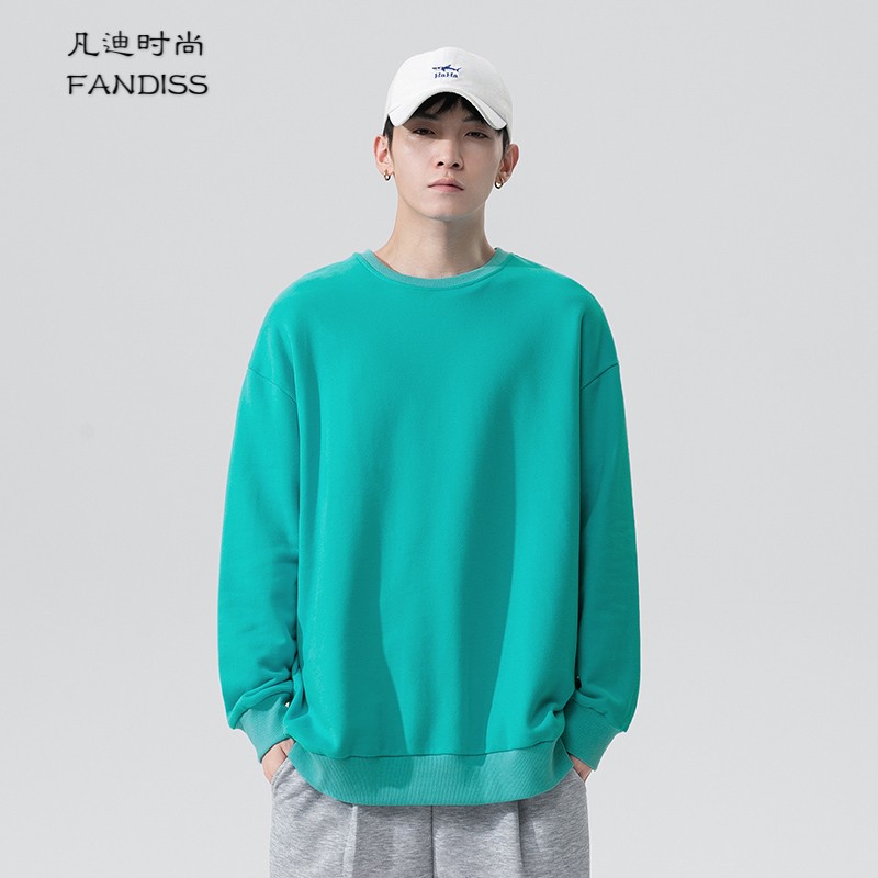 凡迪时尚(fandiss) 圆领纯色卫衣男长袖秋季新款学生大码套头外套宽松