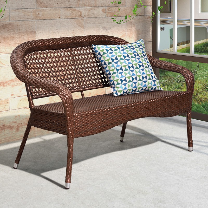 紫叶阳台休闲椅藤编沙发户外民宿客厅双人沙发椅藤椅家用简约长椅