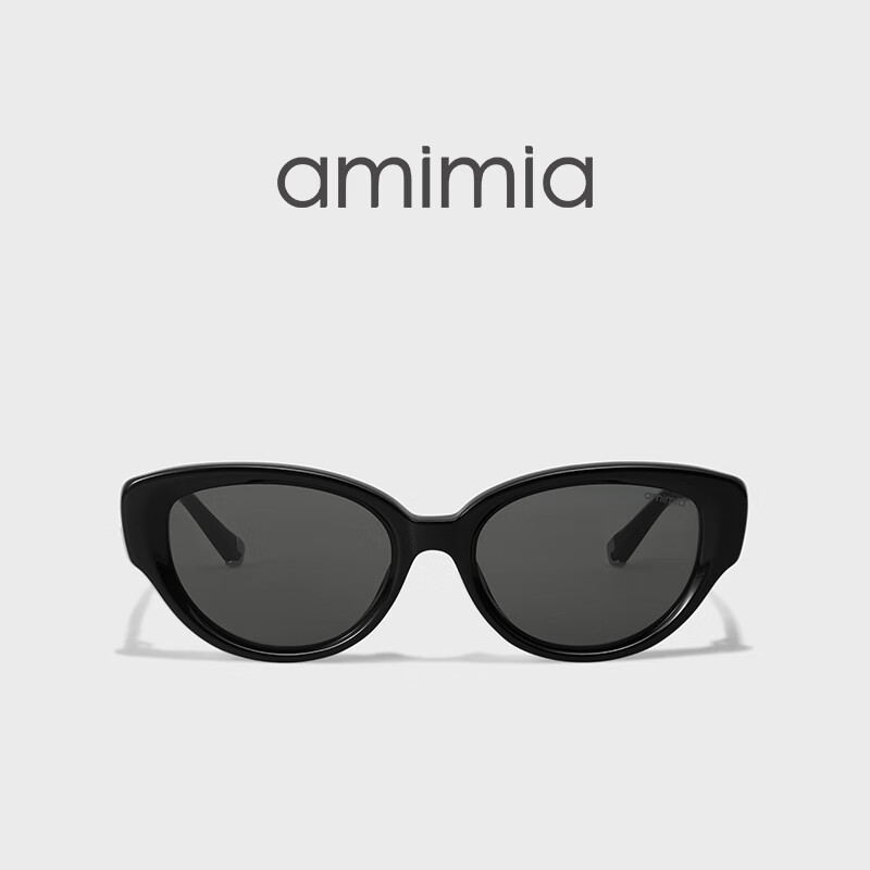 amimia·JEALOUS复古猫眼板材墨镜显脸小美式复古男女防紫外线太阳镜 经典黑BLK精美礼盒套装 54-18-145