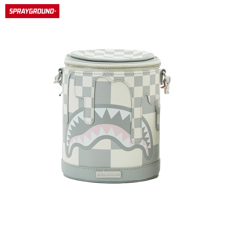 sprayground鲨鱼嘴小众水桶包女质感单肩包男斜挎包ins 灰白色