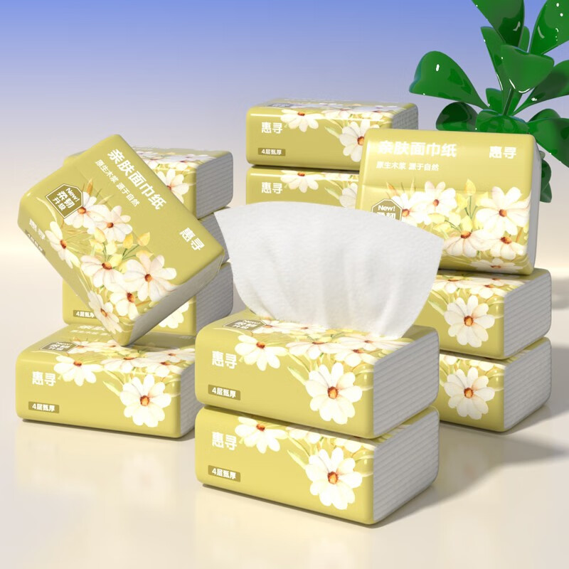 惠寻抽纸京东自有品牌纸巾家用餐巾纸 体验6包【120×175mm×300张】