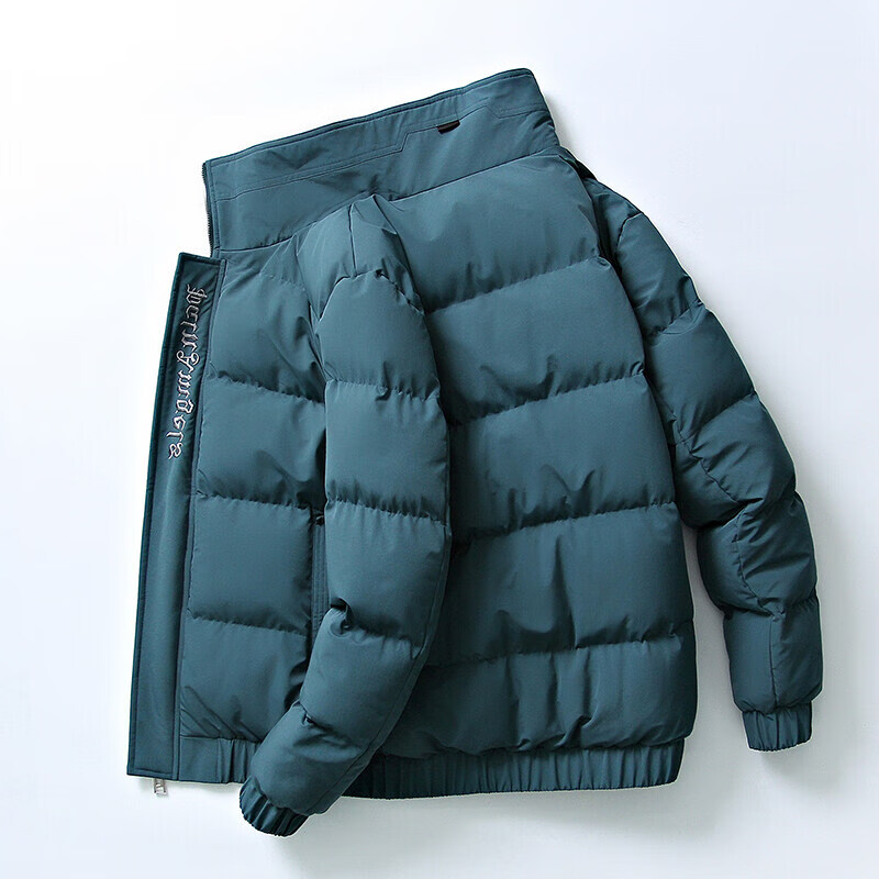 凯逸弗（kainifu）棉服男冬季新款青年时尚印花男士加棉加厚休闲保暖防寒立领 绿色 5XL