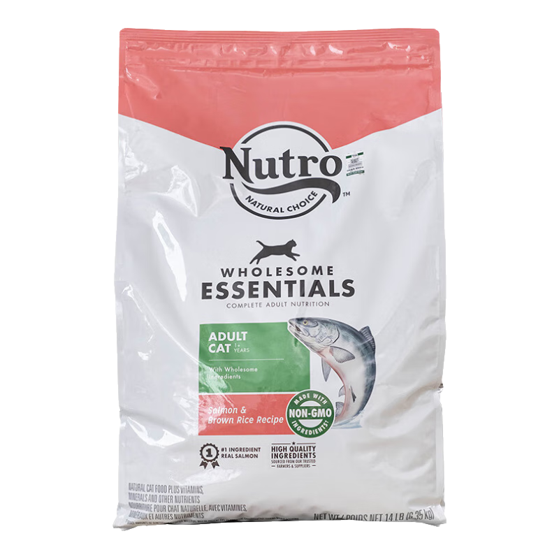 美士（Nutro) 進(jìn)口貓糧成貓高蛋白寵物貓干糧雞肉鮮肉貓糧5磅/2.27kg 成貓三文魚(yú)-26.2效期 14磅