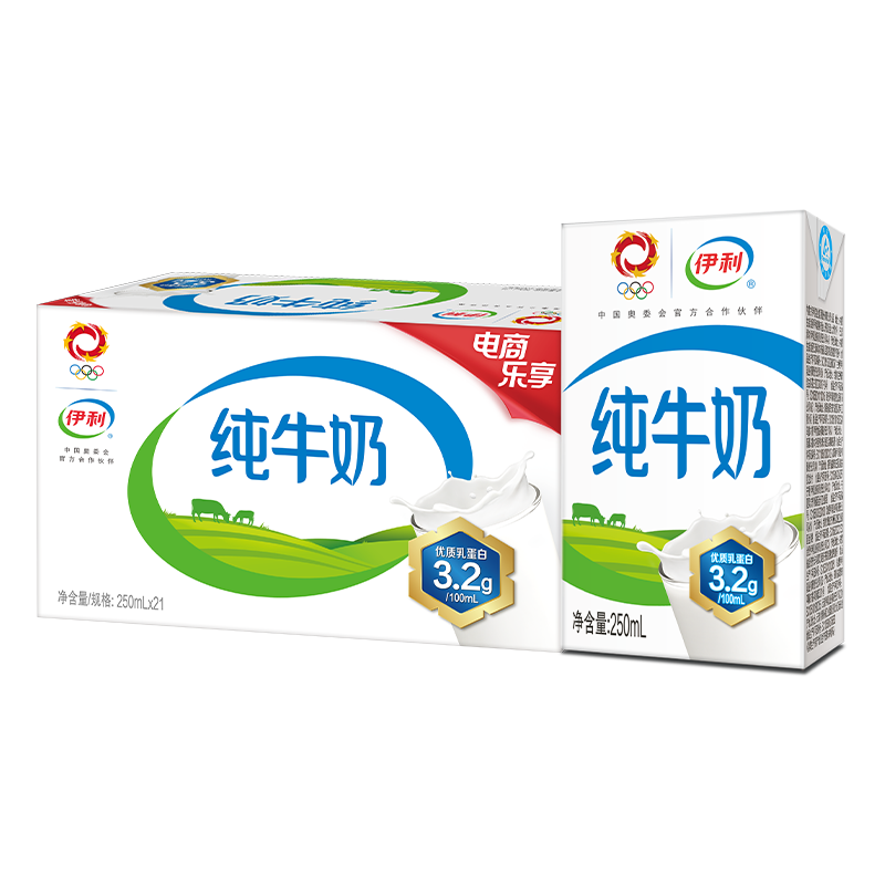 伊利纯牛奶250ml*21盒/箱(礼盒装)价格走势及产品评测
