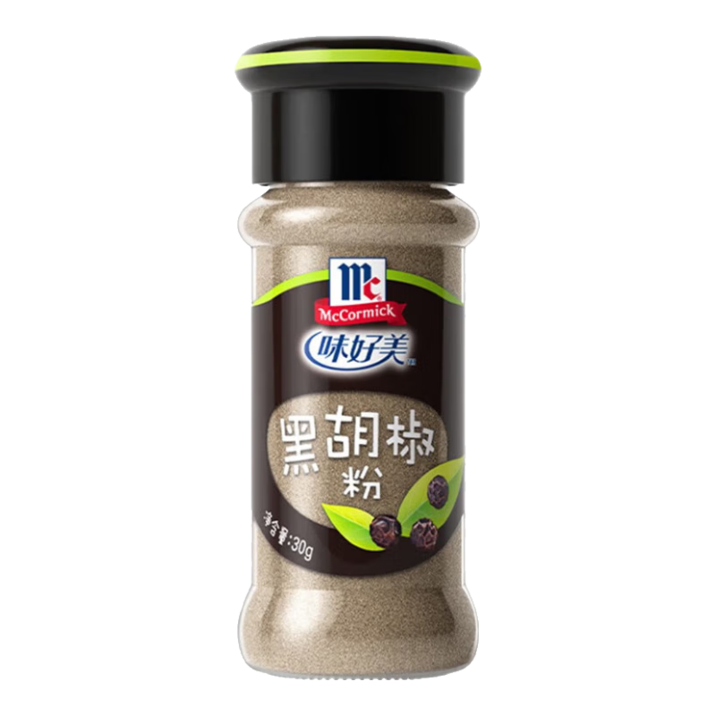 味好美（McCormicK）香辛料調料 純黑胡椒粉 30g 玻璃瓶裝 無(wú)添加 燒烤烹飪調味料