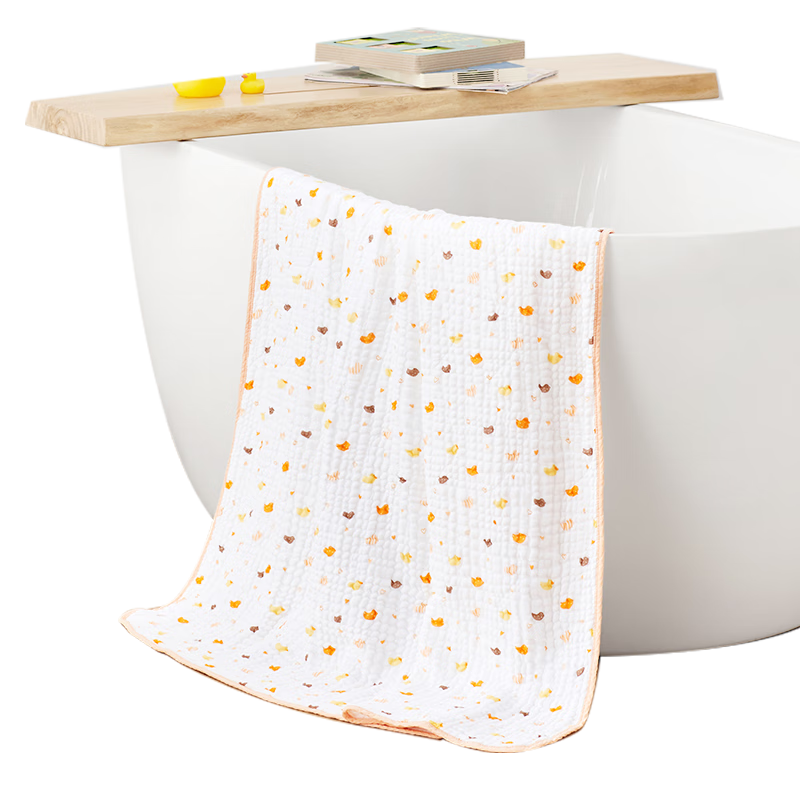 全棉时代婴儿浴巾 新生儿童6层纱布吸水浴巾加大加厚毛巾 小鸭子105*105cm