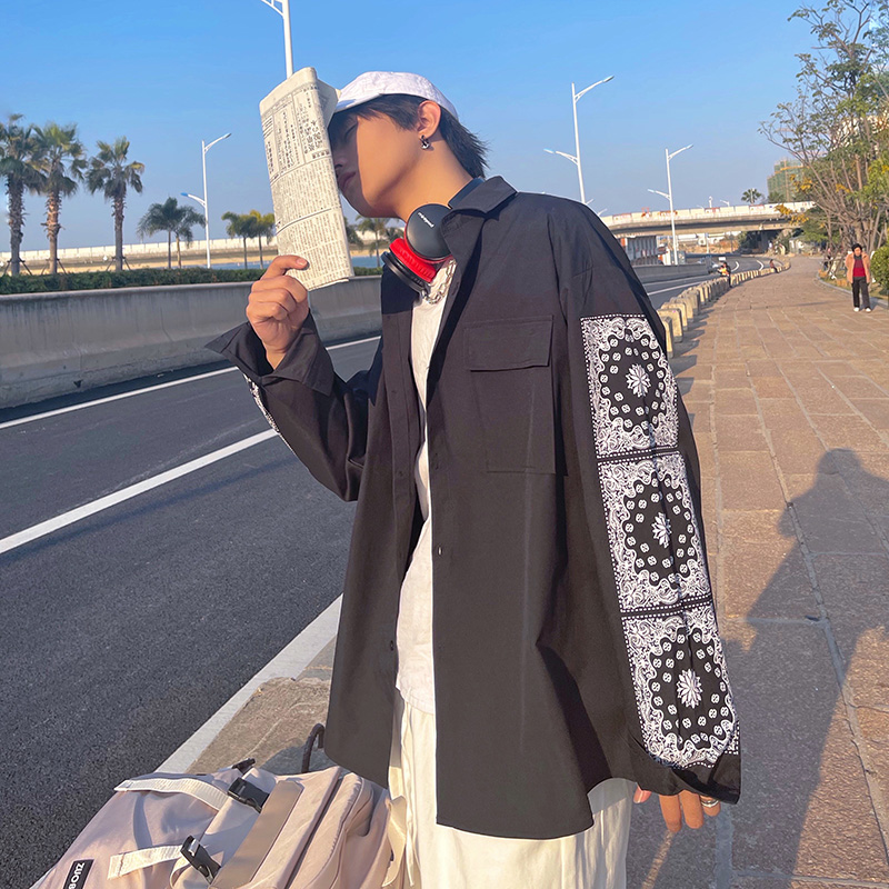 angelgonzales高档痞帅很仙的长袖衬衫男oversize潮流小众设计感腰果