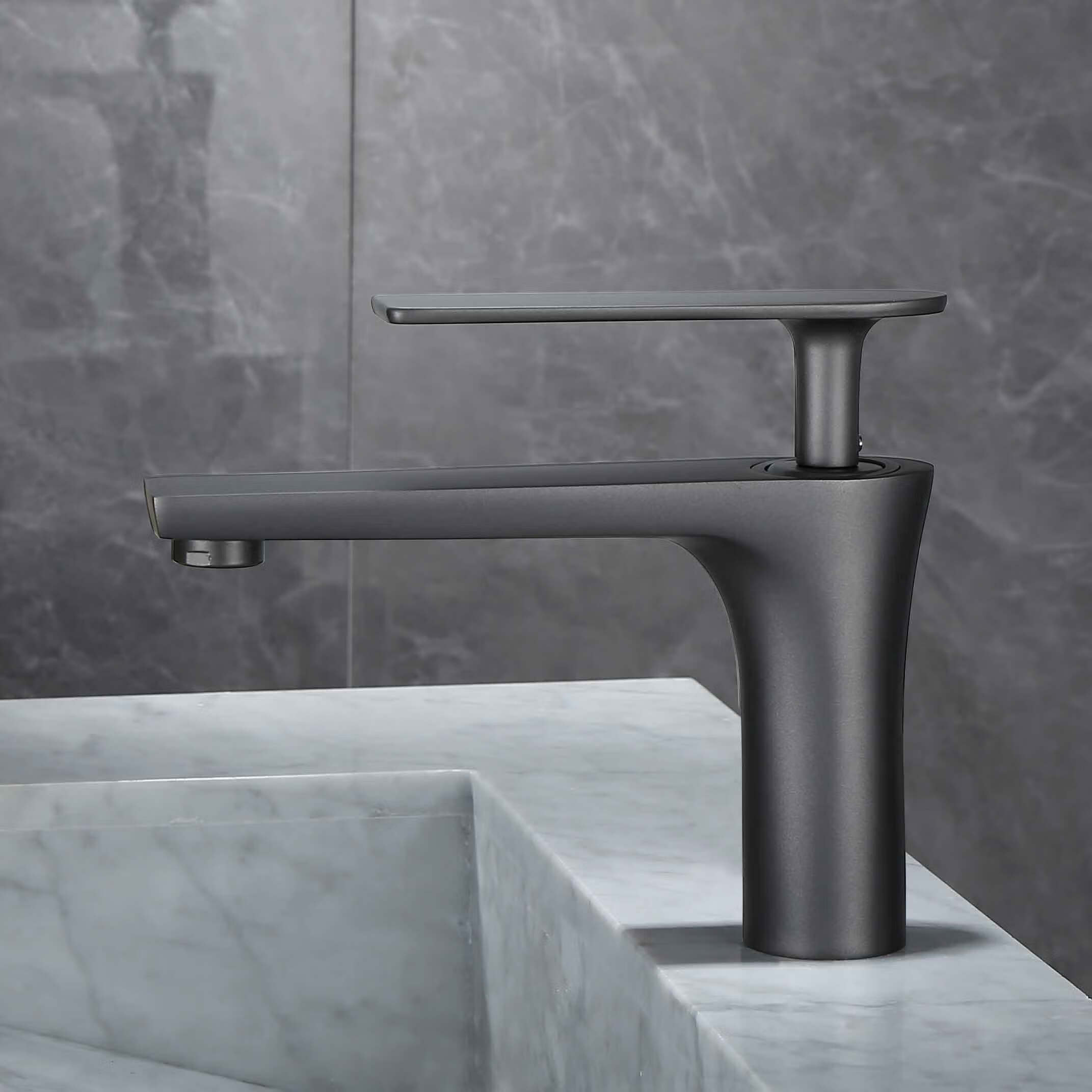 科勒轻奢枪灰色台上盆洗脸盆卫生间冷热黑金色面盆水龙头洗手台盆 枪