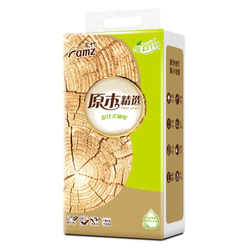 鳯竹凤竹提挂式底部抽纸dc3607(15提/件) 180mm*152mm(4层)